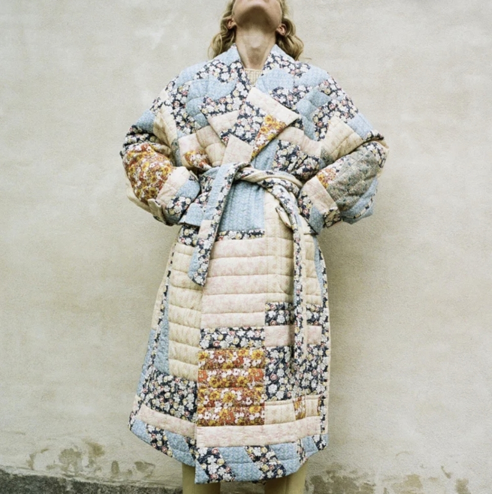 Sea patchwork quilted coat